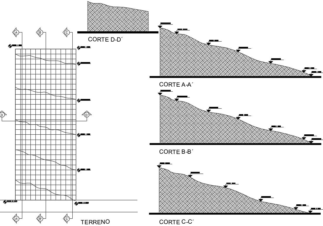 Pavement plan and section drawings 2d view dwg file