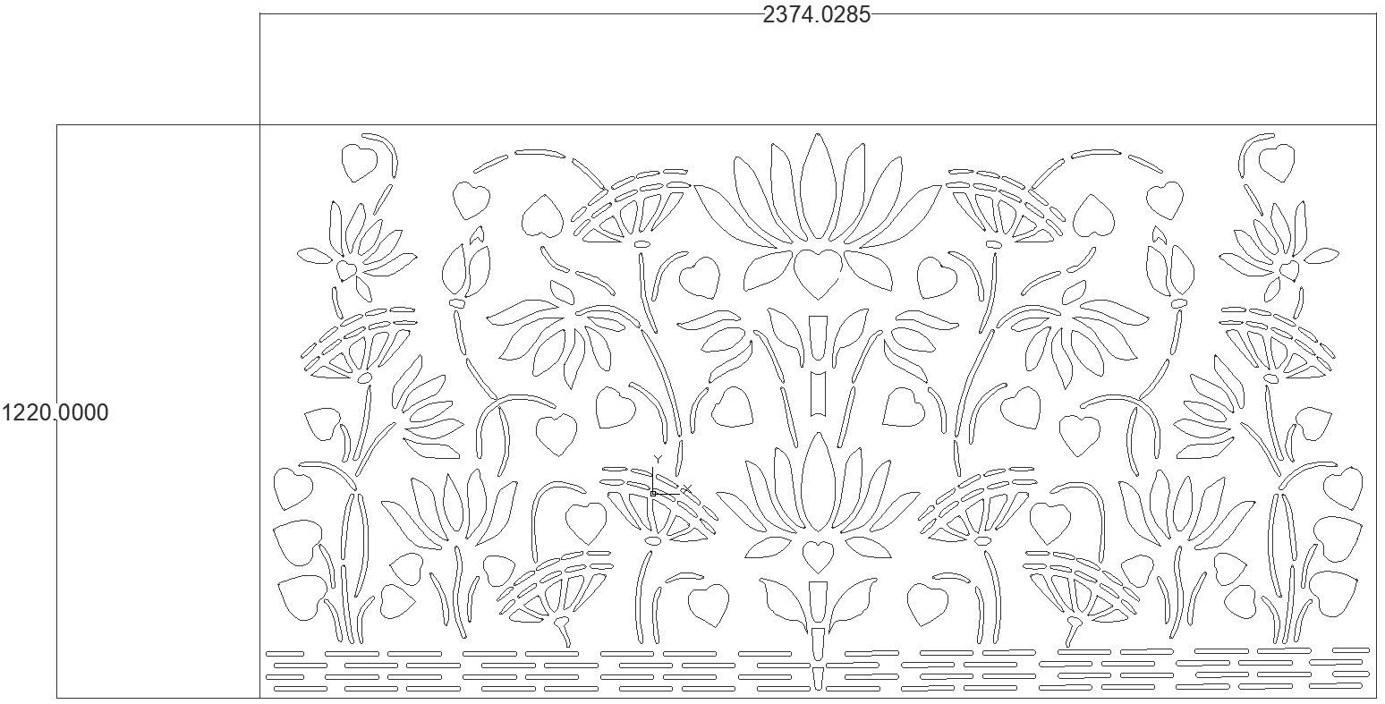 Peasant folk art embroidery Lotus design DWG autoCAD drawing
