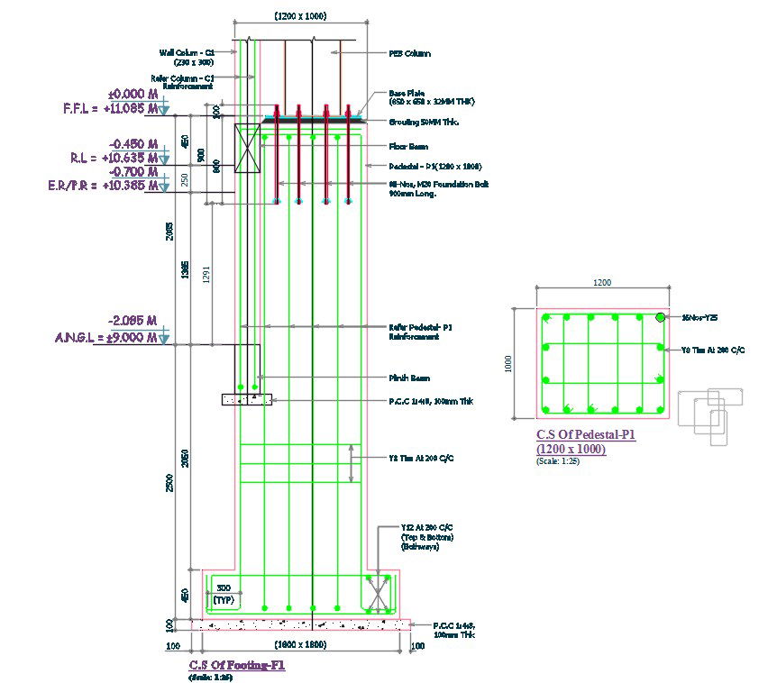 Pedestal Foundation Drawing Free DWG File