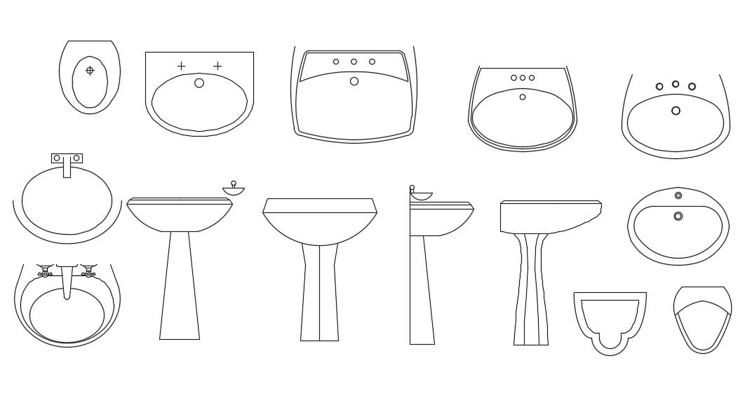 Pedestal Wash Basin And Toilet CAD Blocks Free Download