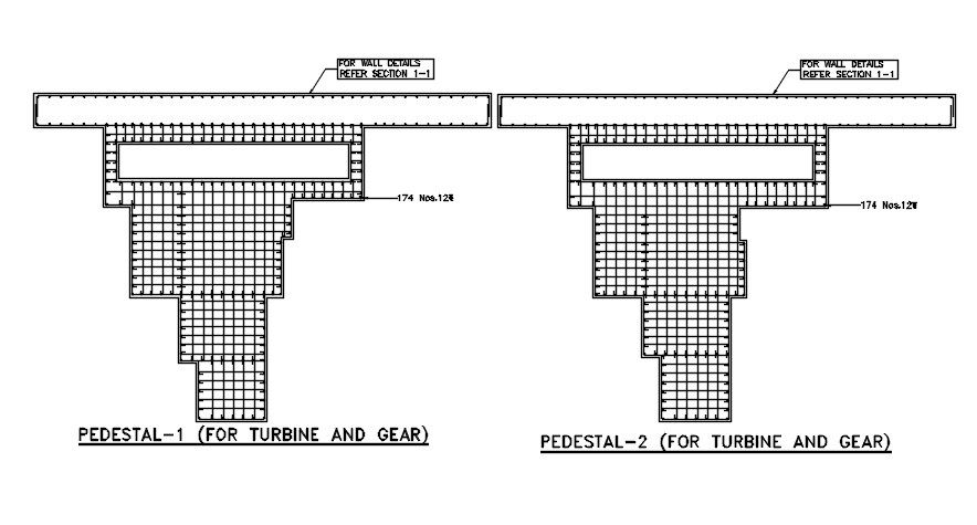 Pedestal for turbine and gear is given in the Autocad DWG drawing file. Download the 2D Autocad DWG drawing file.