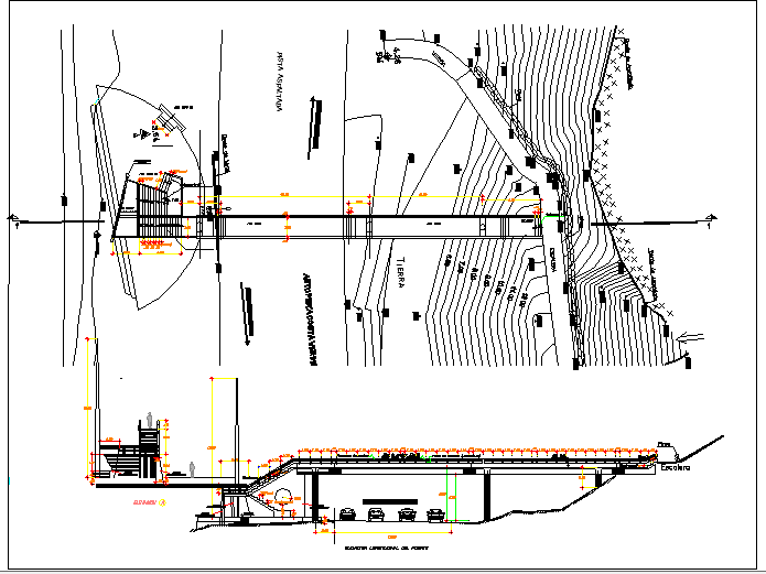 Pedestrian Bridge Architecture Design and Elevation Plan dwg file