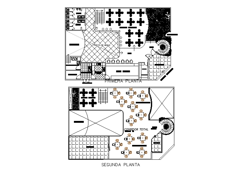 Pena restaurant plan is given in this Autocad drawing file. Download now.