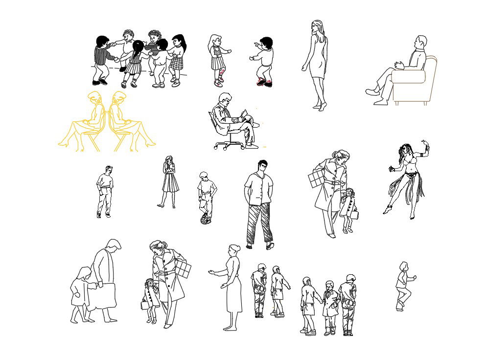 2D People Blocks CAD DWG File for Architectural and Interior Designs