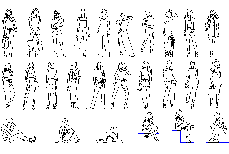 People girls detail dwg file
