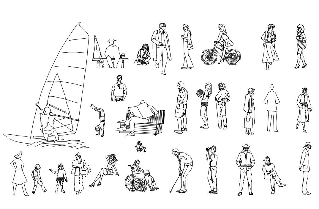People Elevation CAD Blocks Drawing Free DWG File