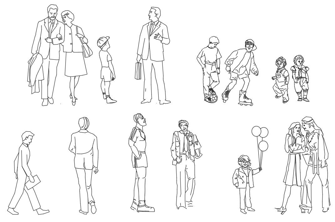 People Elevation Free CAD Blocks Download DWG File