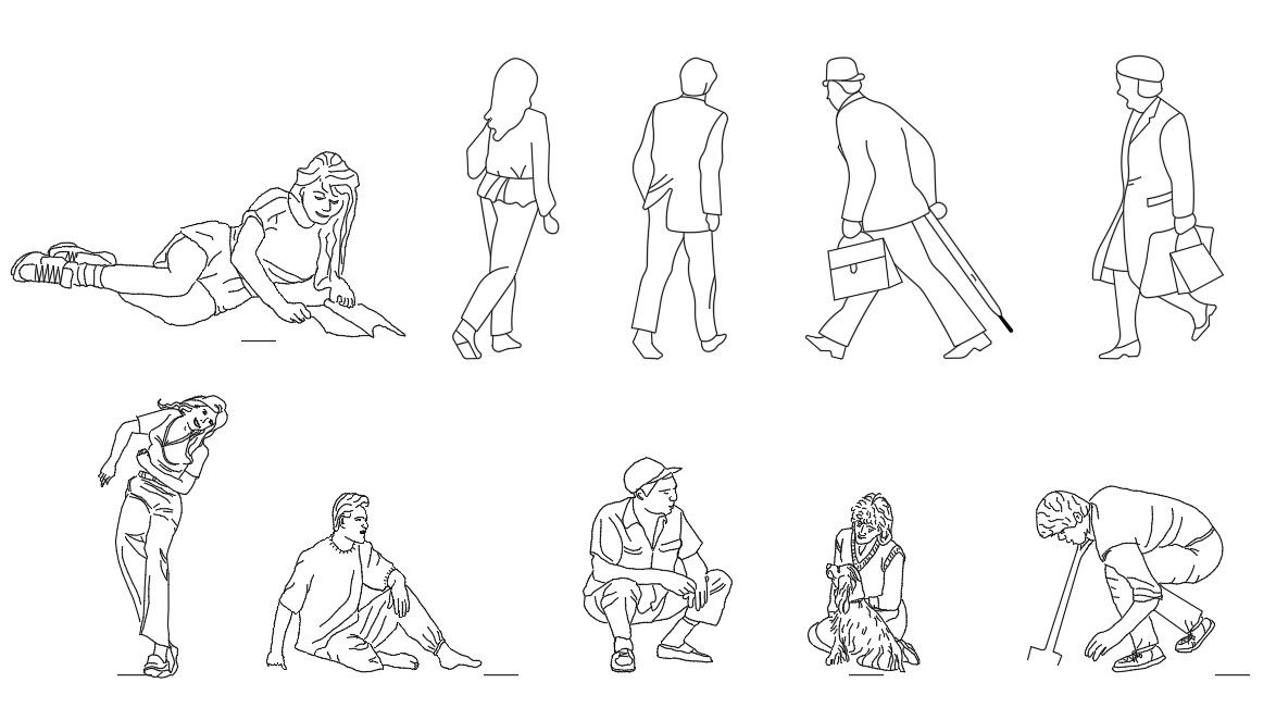 People Free AutoCAD Blocks Drawing DWG File