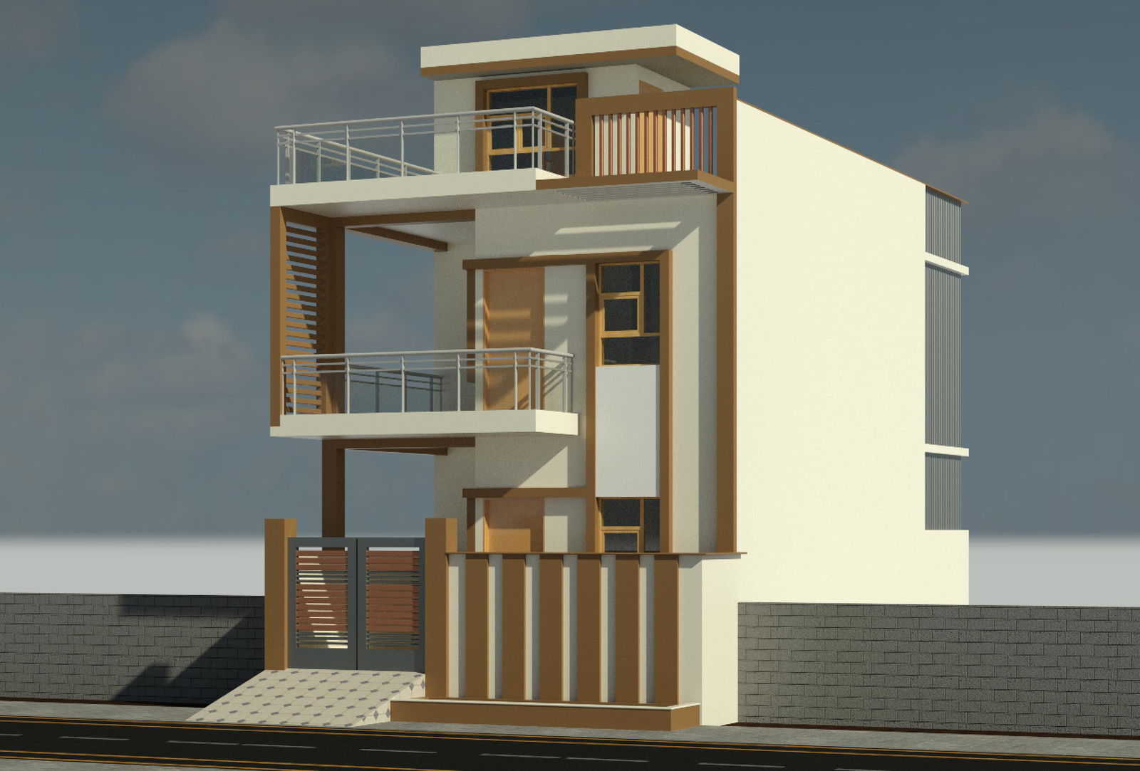 Perfect 3d house elevation design. Download this drawing Revit file.