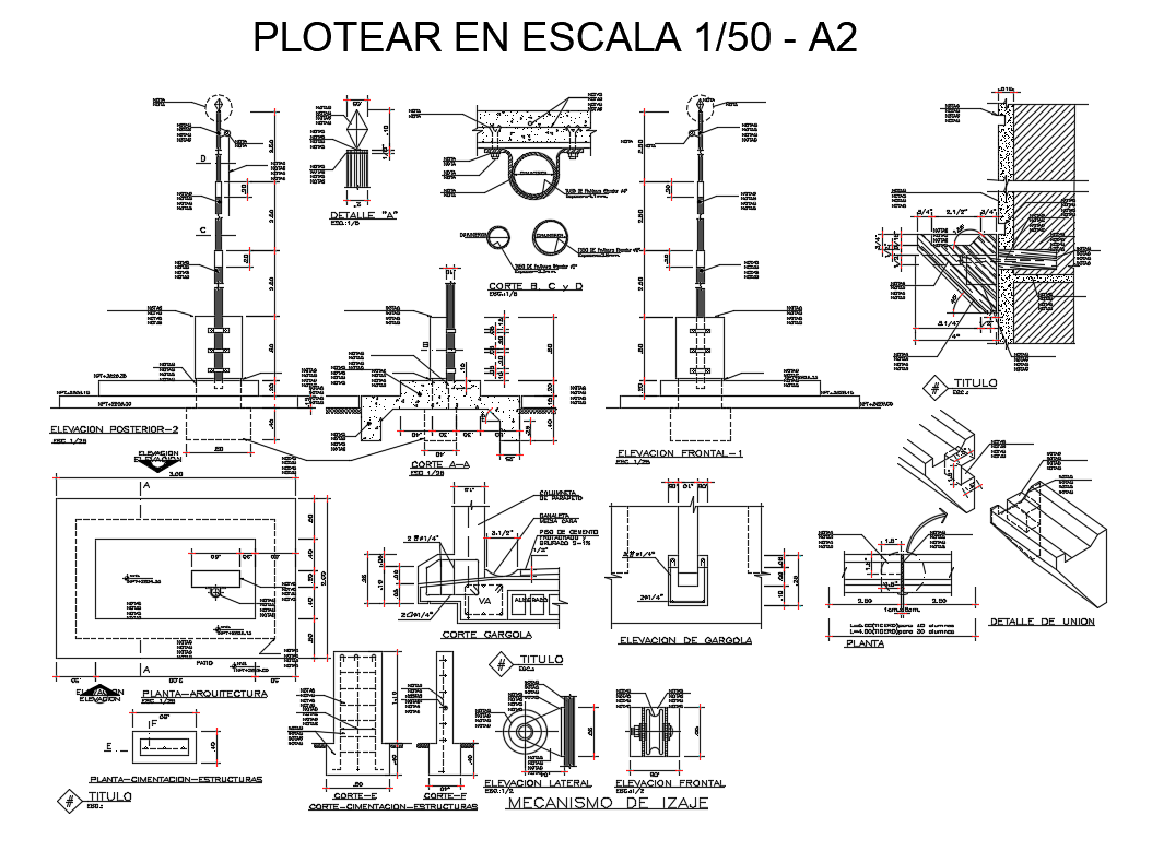 Pergola park equipment elevation, section, plan and auto-cad details dwg file