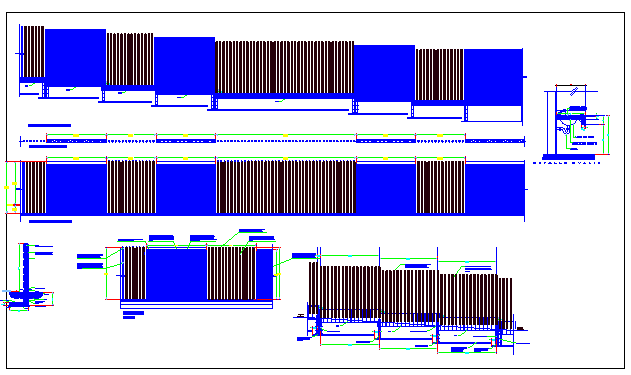 Perimeter fence architecture details of public garden dwg file
