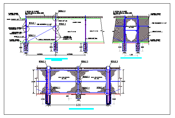 Perimeter fence details of garden with portion details dwg file