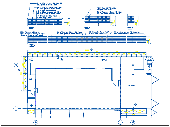 Perimeter fence details of house garden dwg file