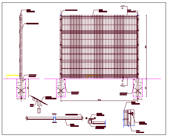 Perimeter fence mesh of public garden dwg file