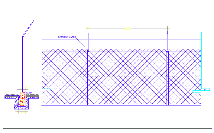 Perimeter fence surrounding garden dwg file