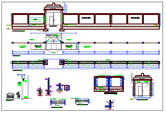 Perimeter fence with gate of garden dwg file
