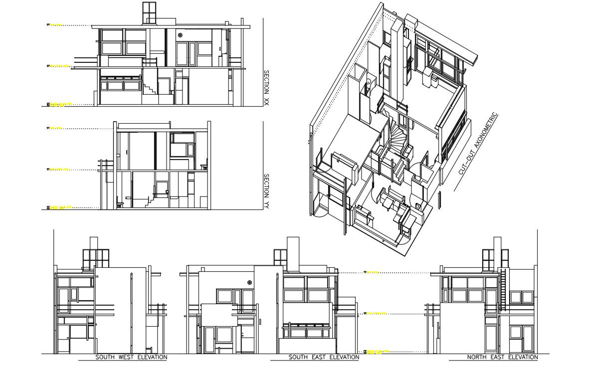 Perspective House Elevation Design of AutoCAD FIle