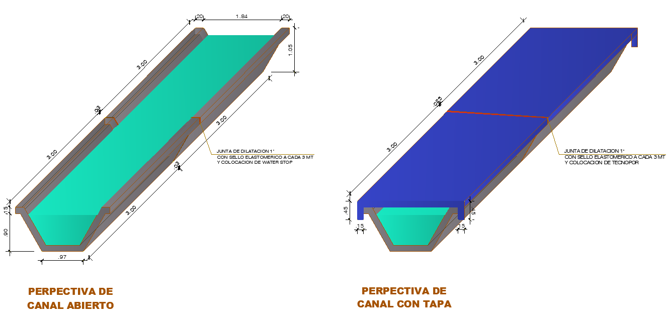 Perspective canal plan autocad file