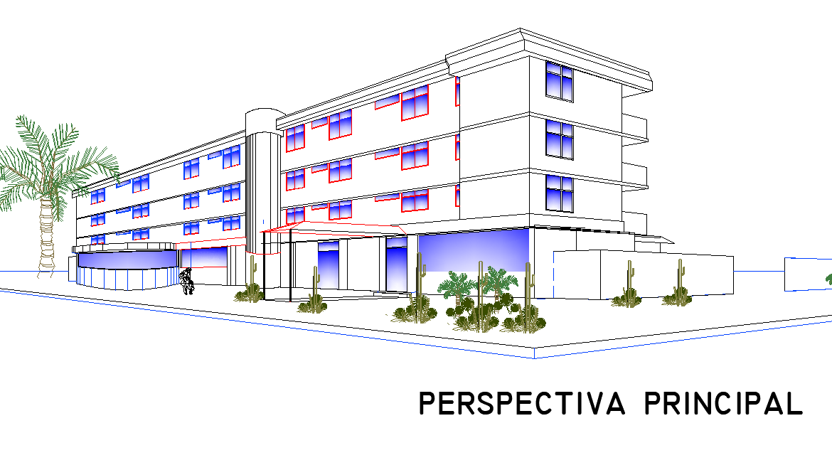 Perspective principal plan detail dwg file