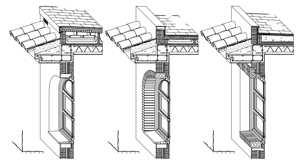 Perspective section facade Dwg file