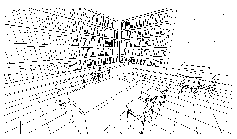 Perspective view of a library dwg file