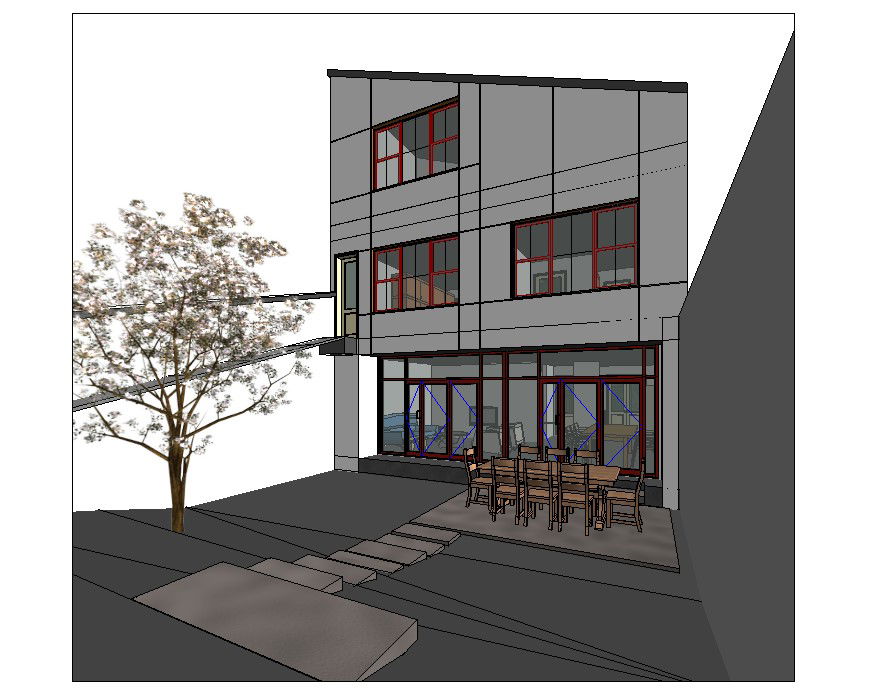3D Perspective Exterior View of Hotel building in SketchUp Format