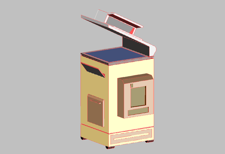 Photocopy machine 3d machine dwg file