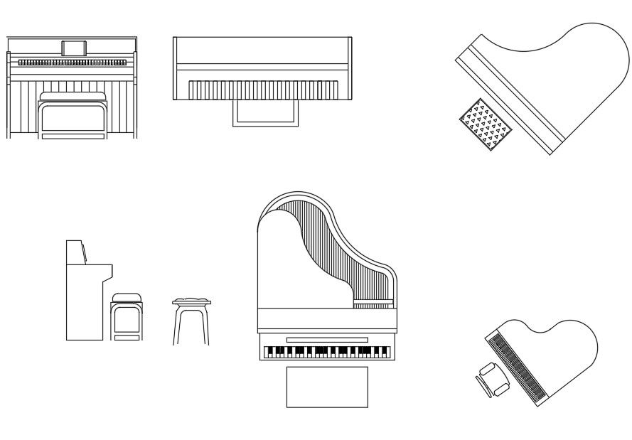 Piano AutoCAD Drawing Free CAD Blocks