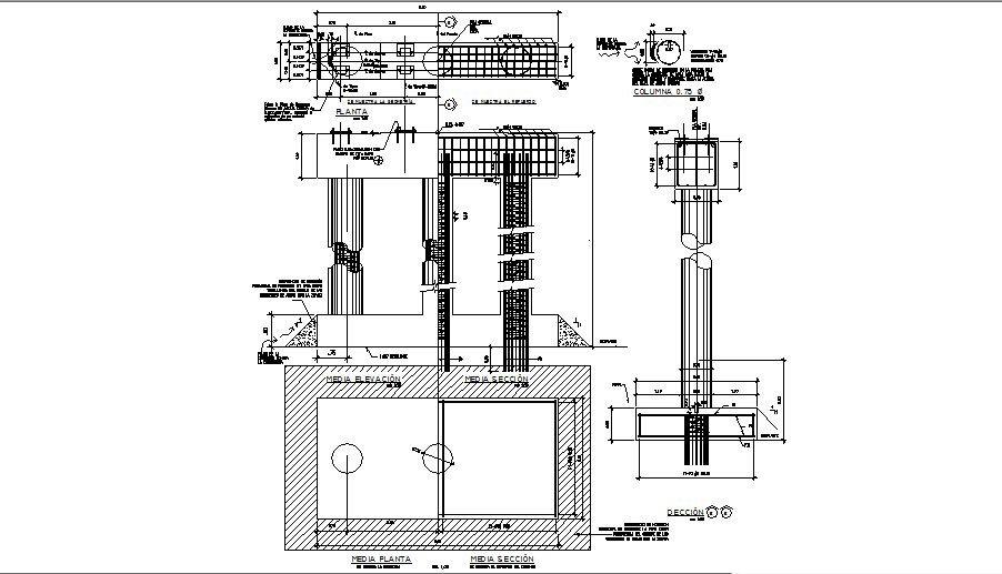 Pilaster vehicular bridge detailed architecture project dwg file