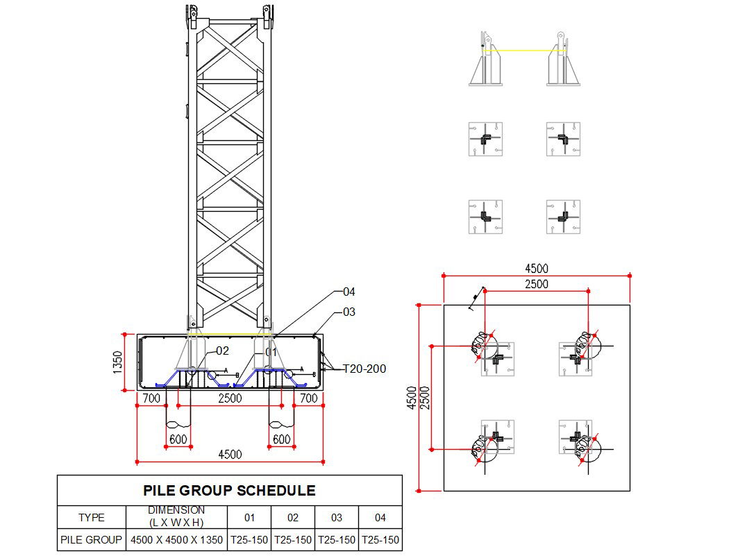 Pile Structure Plan DWG File