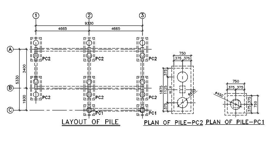 Pile Layout Plan AutoCAD Drawing DWG File