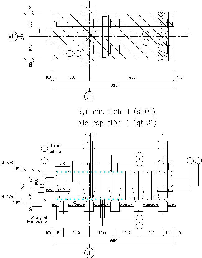 Pile column of foundation.