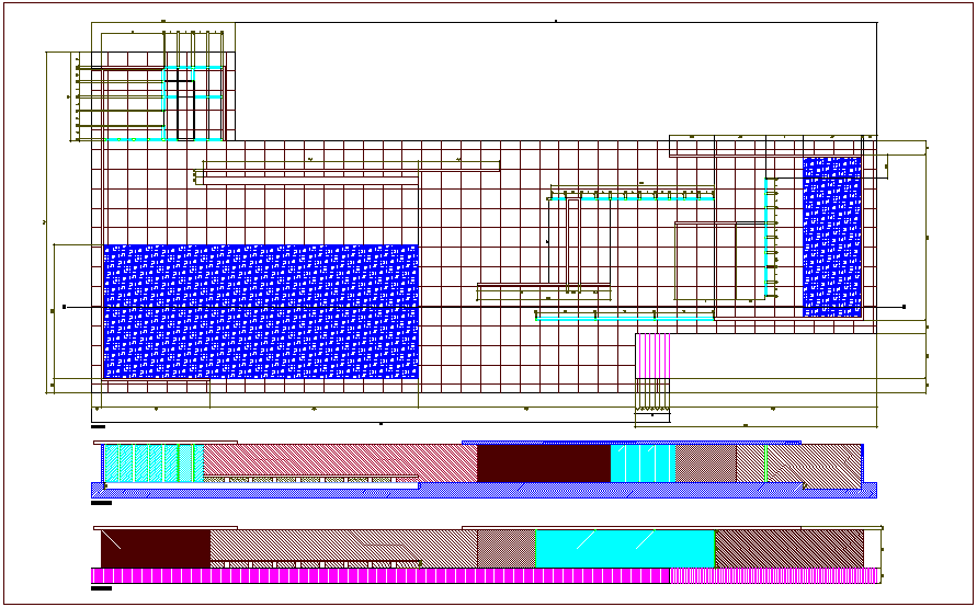 Pillar construction view with plan and section view dwg file