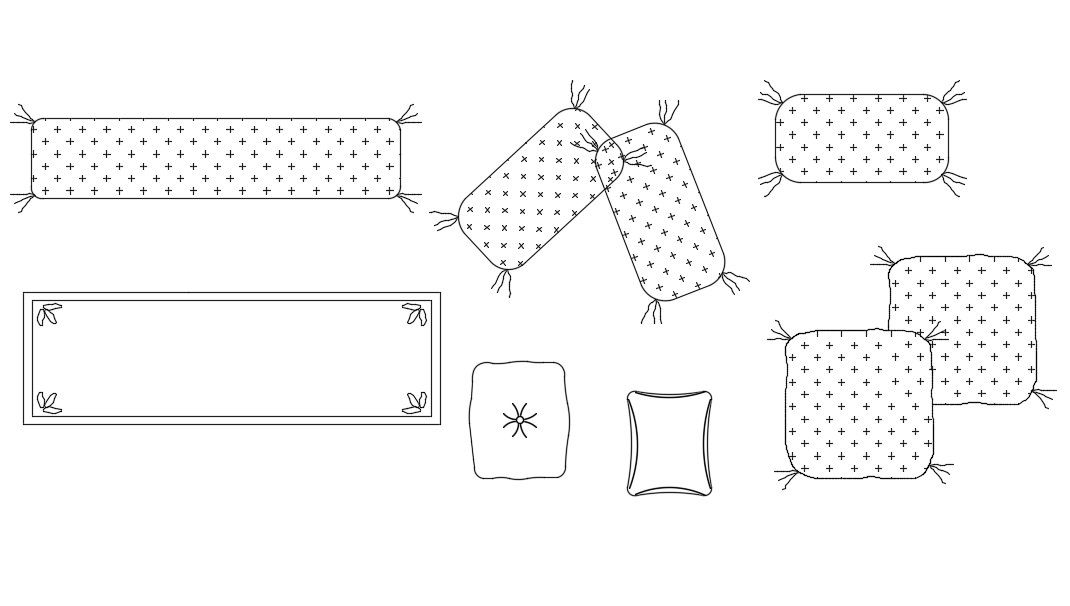 Pillow and cushion top view design blocks with layout in AutoCAD File