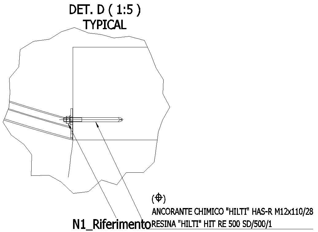 Pilot hole petended  hilti reference Detail DWG AutoCAD file
