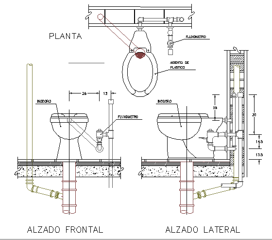 Pipe fitting details of toilet sheet dwg file