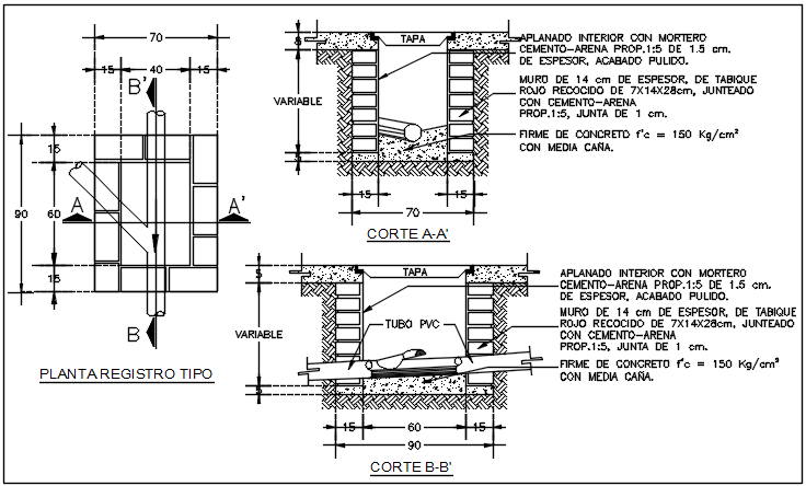 Pipe plan and section detail dwg file