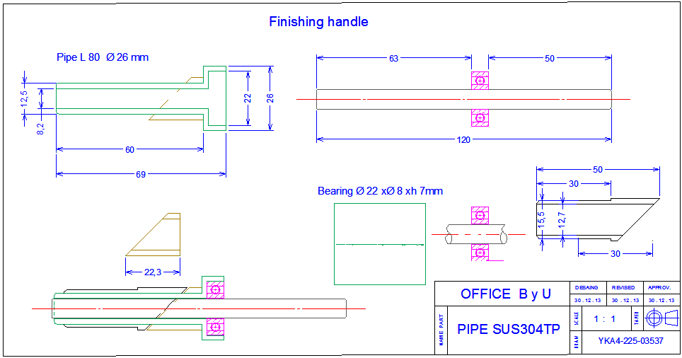 Pipe section view detail dwg file