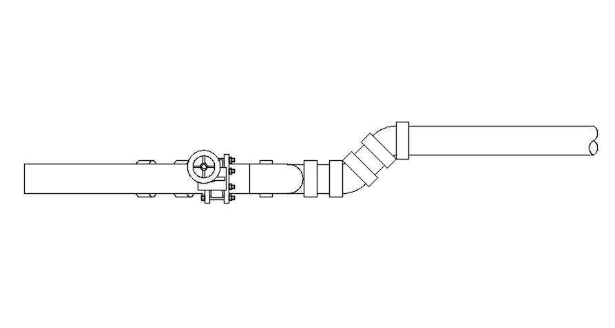 Pipe Line With Valve CAD Drawing Download Free DWG File