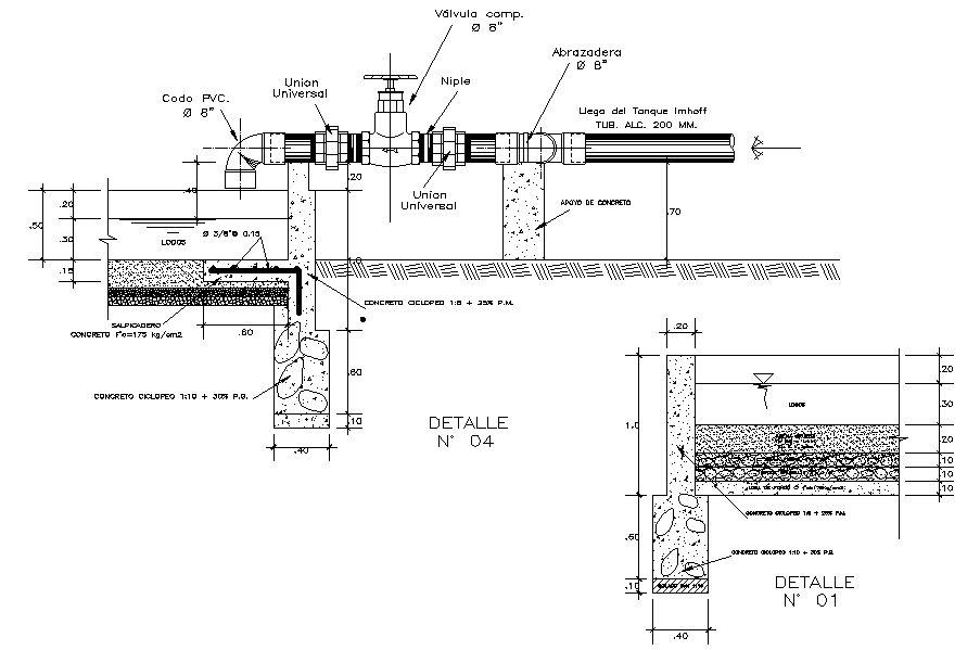 Pipe connection structure detail drawing is given in this Autocad drawing file.Download now.