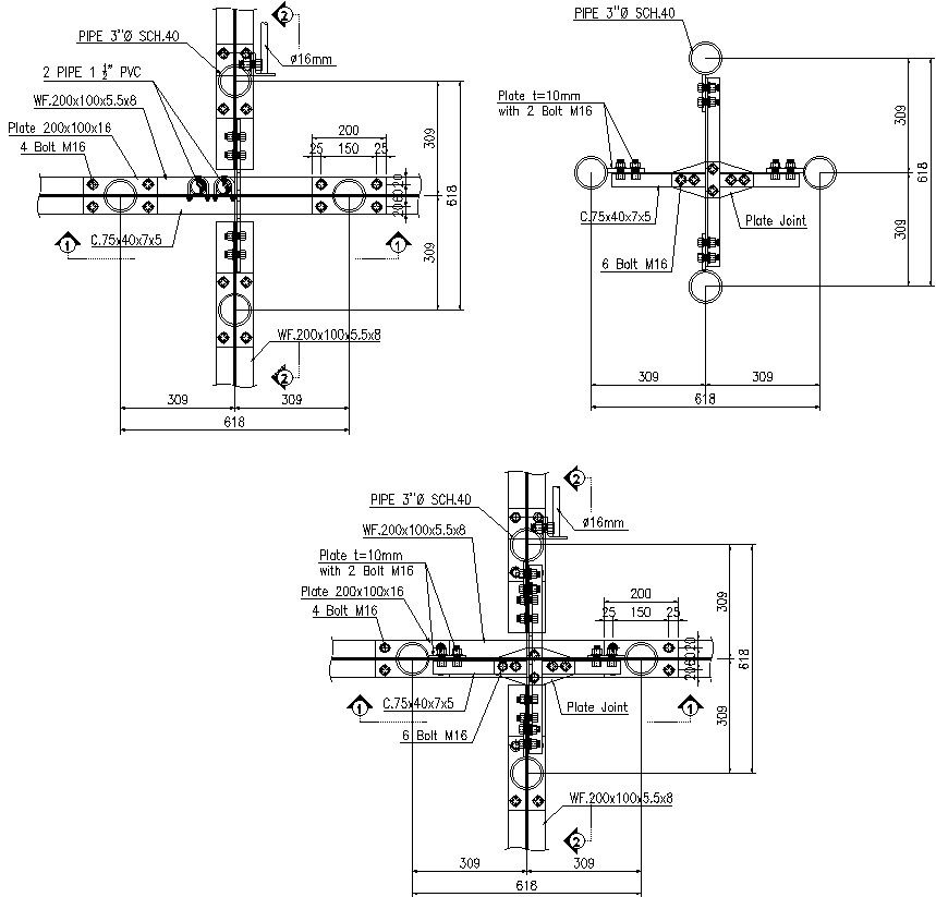 Pipe fitting details in AutoCAD, dwg file.