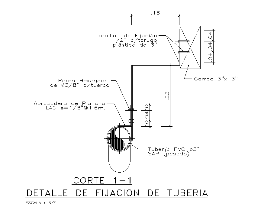 Pipe fixing detail drawing derived in this AutoCAD file. Download this 2d autocad drawing file.