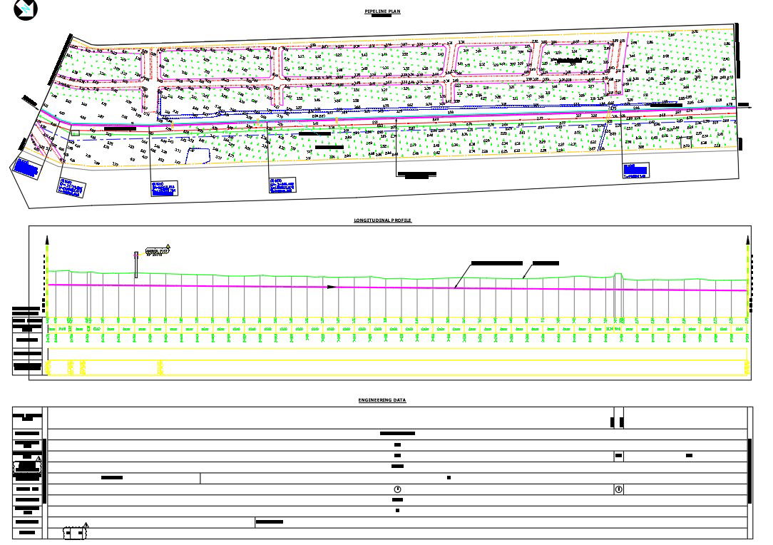 Pipeline plan in detail AutoCAD 2D drawing, CAD file, dwg file