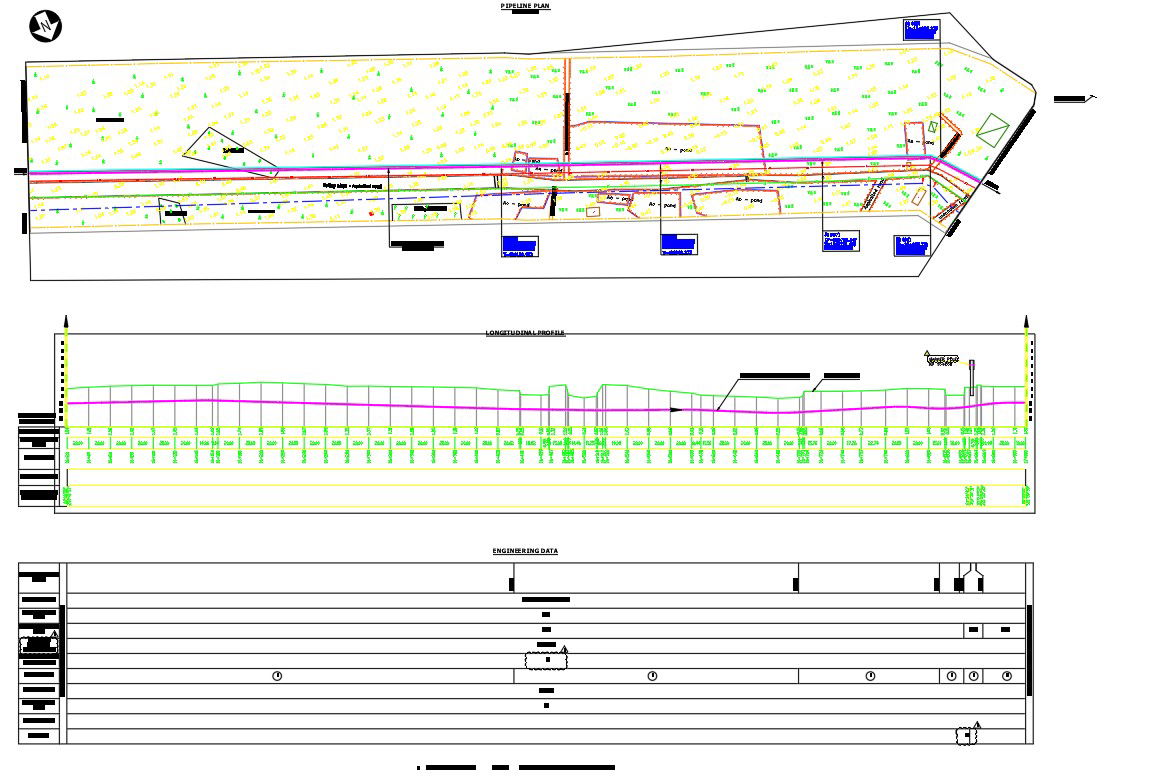 Pipeline system layout plan in detail AutoCAD 2D drawing, dwg file, CAD file