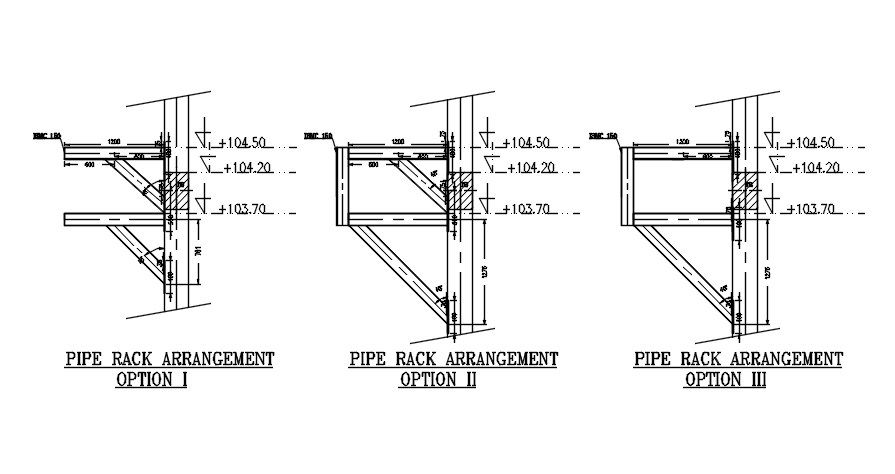 Pipe rack arrangement drawing. Download this 2d autocad drawing file.