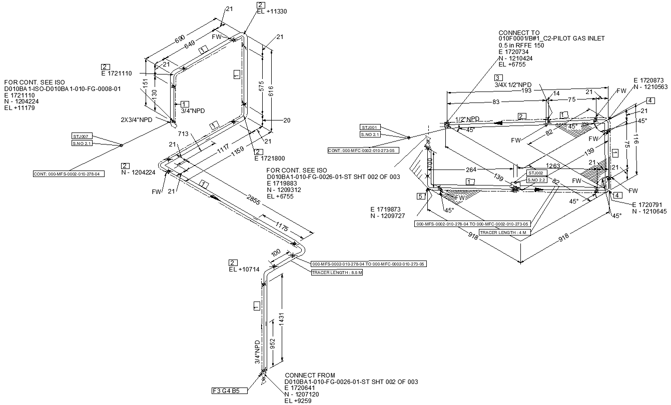 Piping Construction Layout System Design AutoCAD DWG