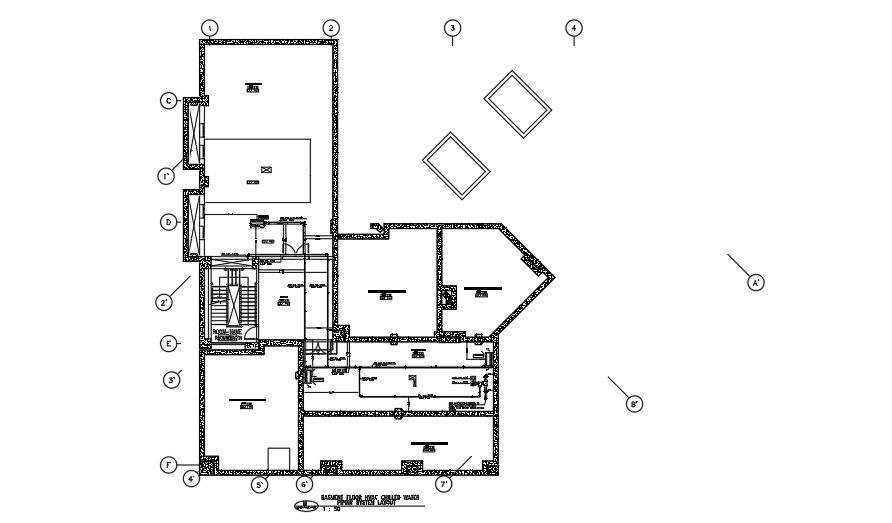 Piping system layout of basement.