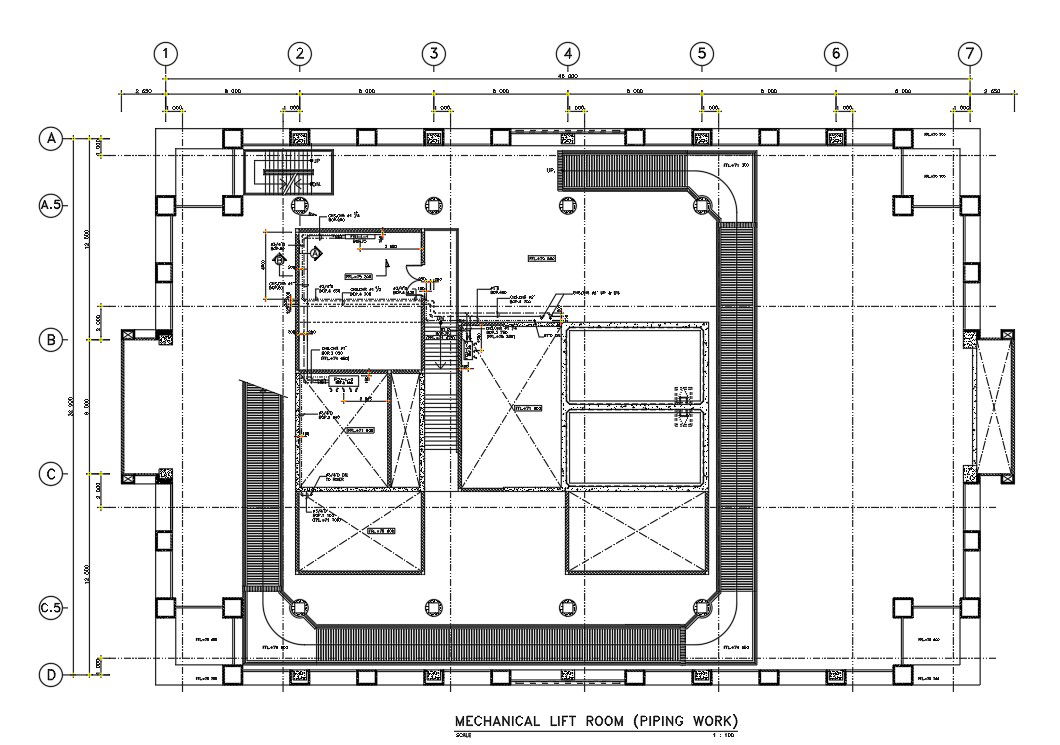 Piping work of mechanical lifting room details are given in this 2D Autocad DWG drawing file. Download the Autocad DWG drawing file.