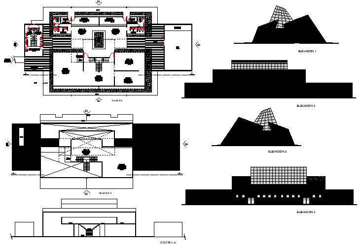 Place museum plan detail dwg file