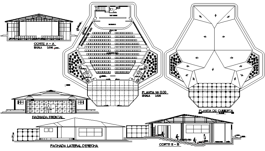 Plan, Elevation and section plan detail dwg file